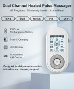 Dual Channel TENS EMS Muscle Stimulator with 3-Level Heat for Recovery & Wellness - Image 2