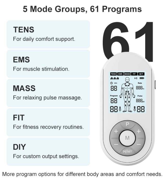 Dual Channel TENS EMS Muscle Stimulator with 3-Level Heat for Recovery & Wellness - Image 4
