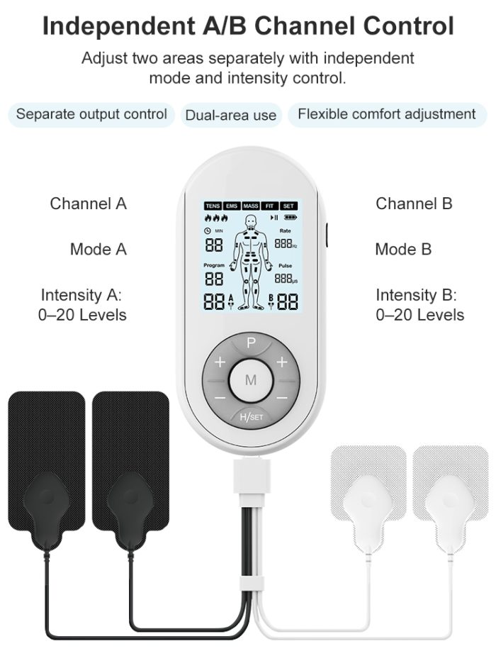 Dual Channel TENS EMS Muscle Stimulator with 3-Level Heat for Recovery & Wellness - Image 5
