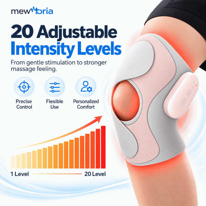 Wearable Heated TENS Knee Massager with 6 Modes & 20 Intensity Levels - Image 6