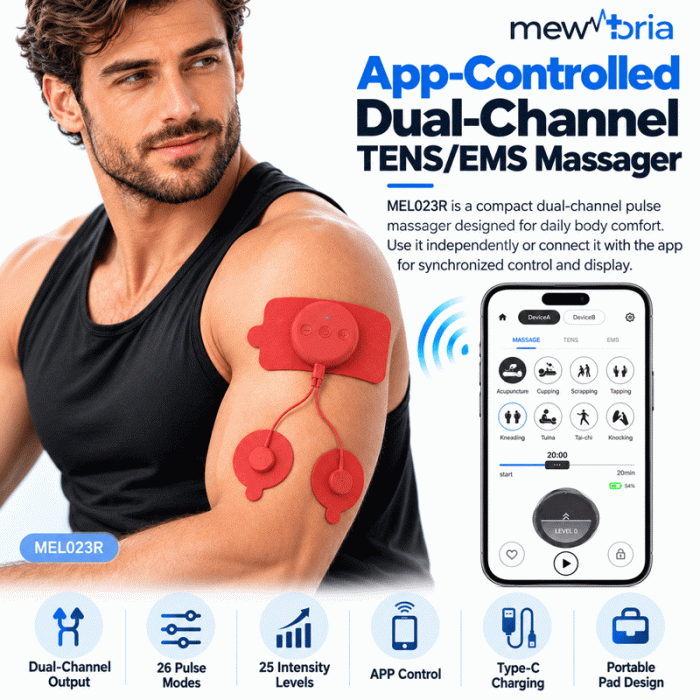 App-Controlled TENS EMS Massager with Dual-Channel Output & 26 Modes - Image 2